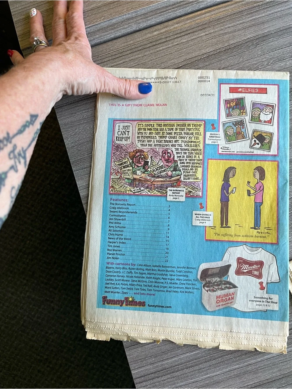 Lot of 3 - Funny Times Newspapers- Comics- Oct, Dec 2018 Jan 2019
